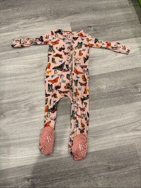 Posh Peanut Pink Butterfly Zip Footed One-Piece